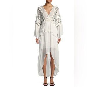 Iro Osprey White Ivory Gauze Embroidered Ruffle Maxi Dress